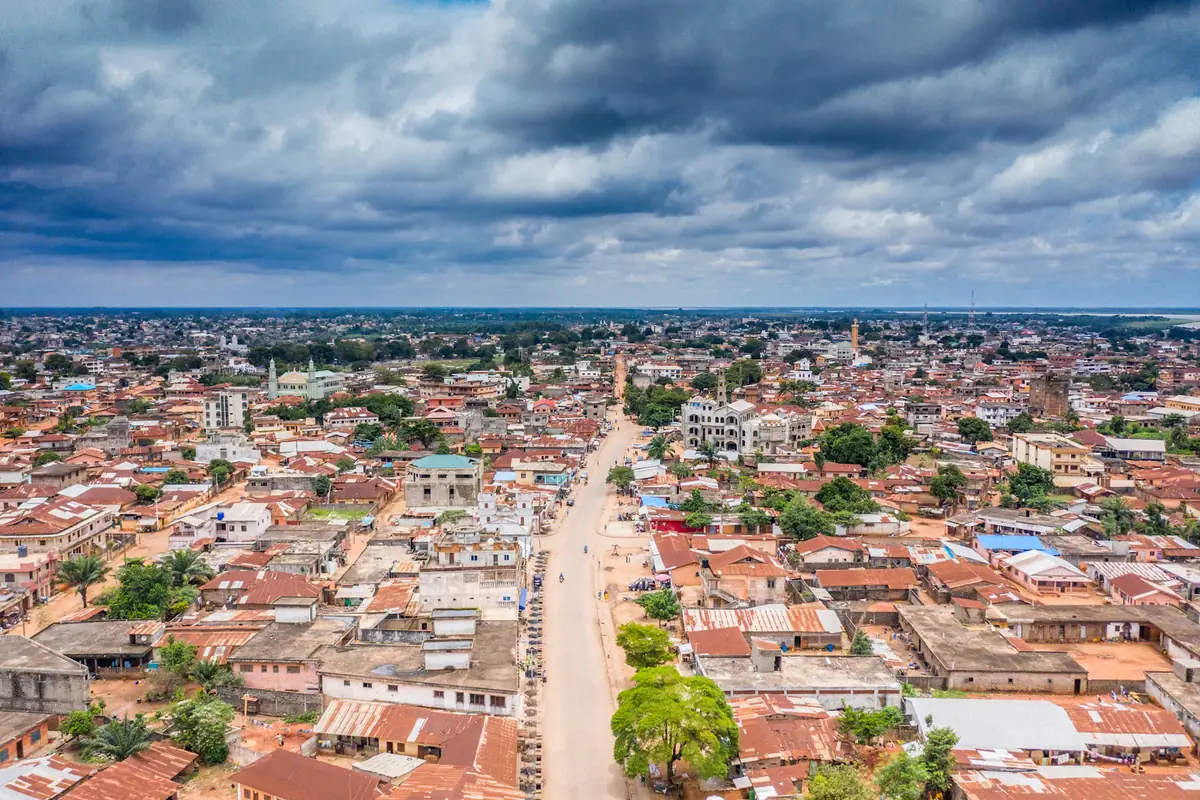 Vue aérienne de Porto-Novo, au Bénin